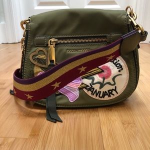 Marc Jacobs Olive Green Crossbody Bag with Embroidered Strap